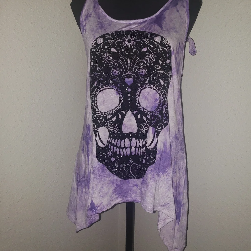 Just In: Lilac Tank w/ Glitter Sugar Skull Inspired Design - Picture 11 of 11